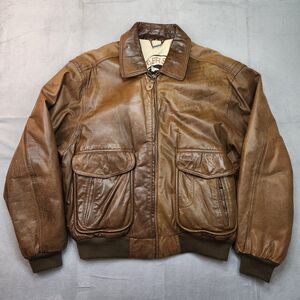 Vintage Members Only Voyager Leather Bomber Jacket Brown Men's 44 Flight Aviator